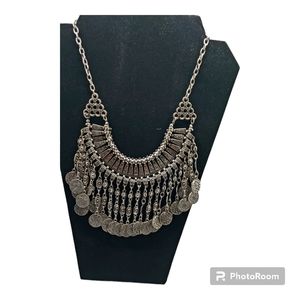 Middle Eastern/Turkish Inspired Heavy Coin Style Festival Bib Statement Necklace